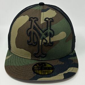 New York NY Mets Camo Trucker Hat Baseball Cap New Era MLB Green Fitted 7 1/4
